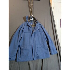 Simply Styled Mens Blue Plaid Lined Hooded Field Jacket Size L